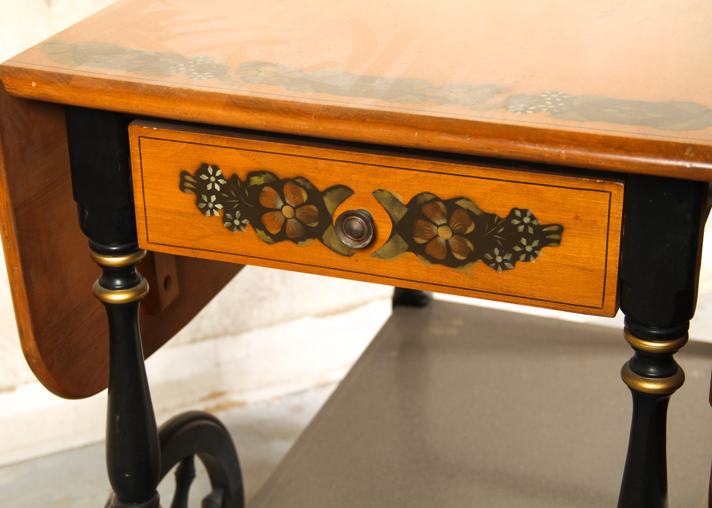 Hitchcock Style Drop Leaf Tea Cart by Ethan Allen