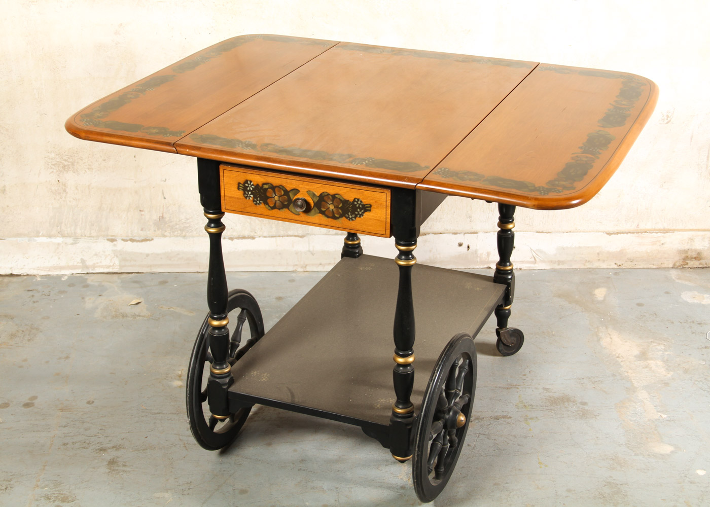 Hitchcock Style Drop Leaf Tea Cart by Ethan Allen