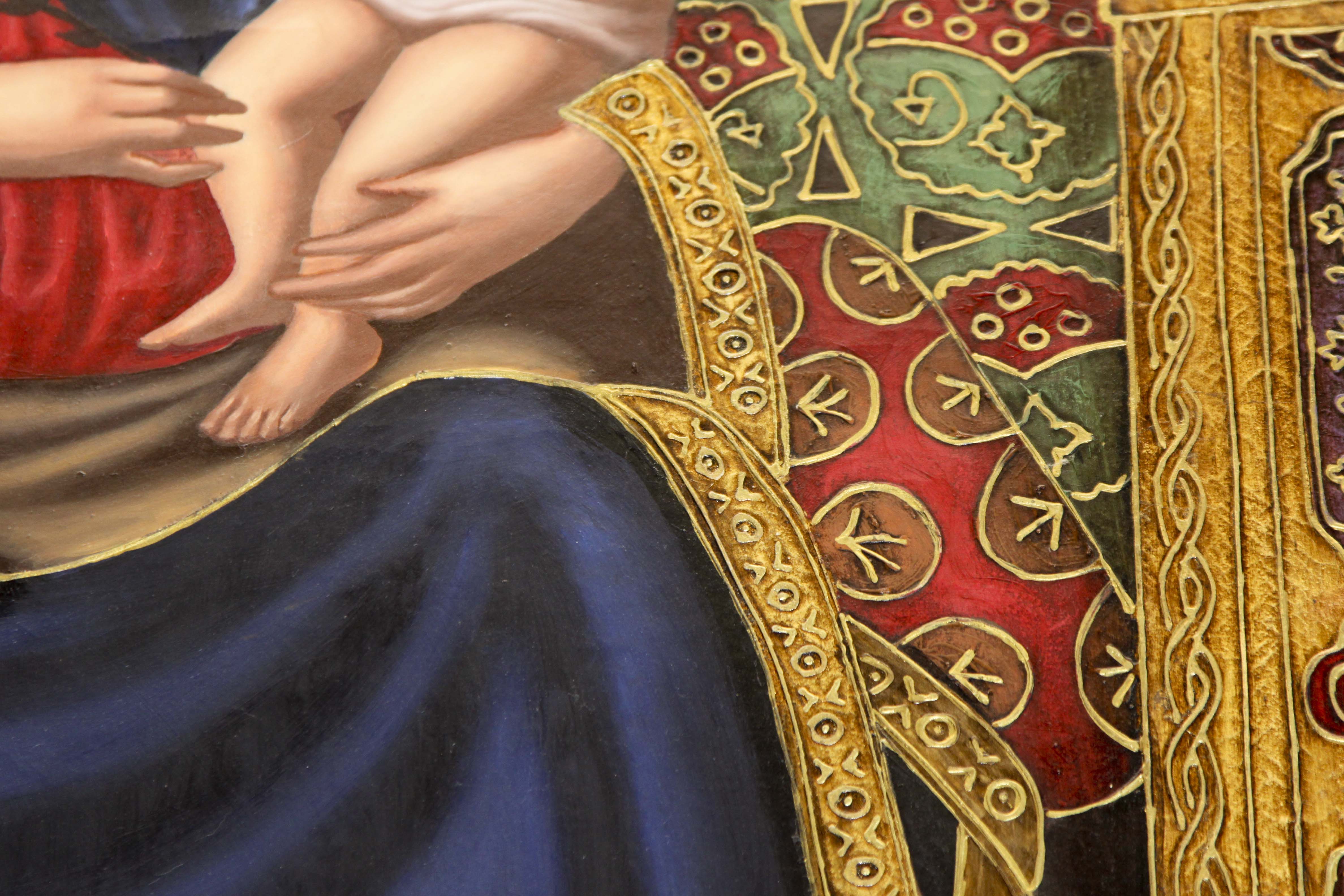 Tempura Icon Painting of the Madonna and Christ Child by Agulilar