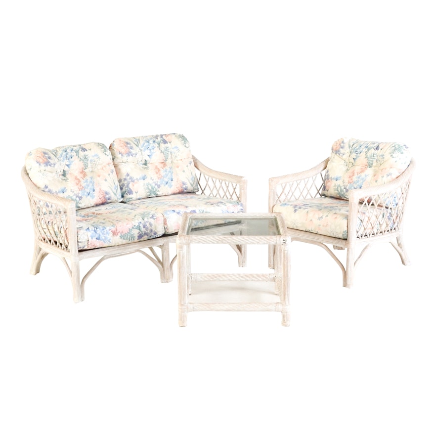 Whitewashed Wicker Furniture Set by Henry Link