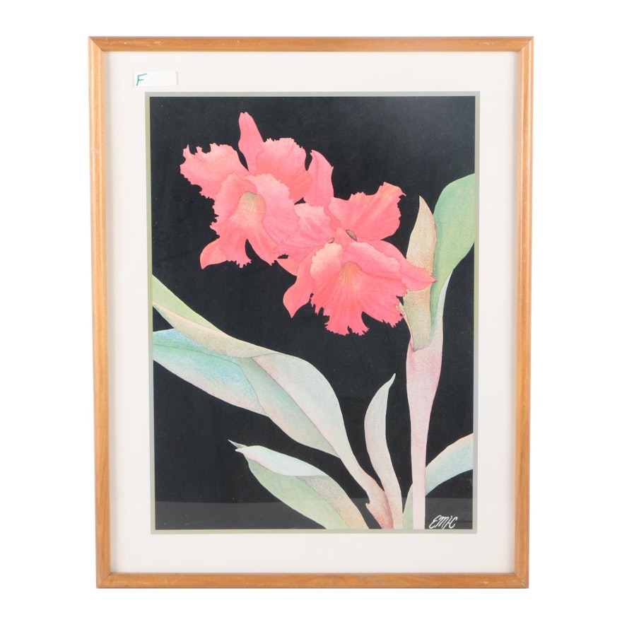 Offset Lithograph of Pink Irises