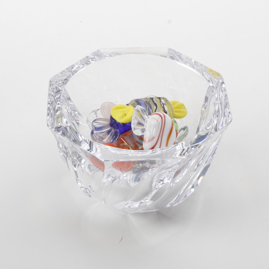 Art Glass Candy and Crystal Bowl