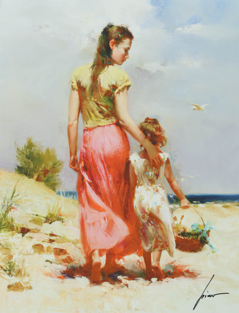 Giuseppe Pino Limited Edition Giclee on Paper "Seaside Walk"