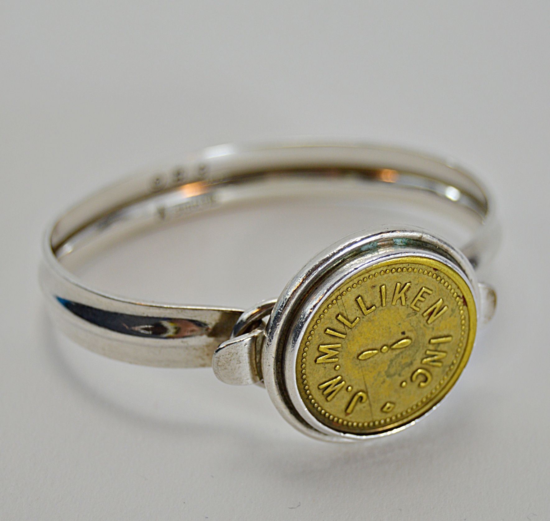 Becky Thatcher Sterling Cuff with Vintage Medallion, Sterling Charm