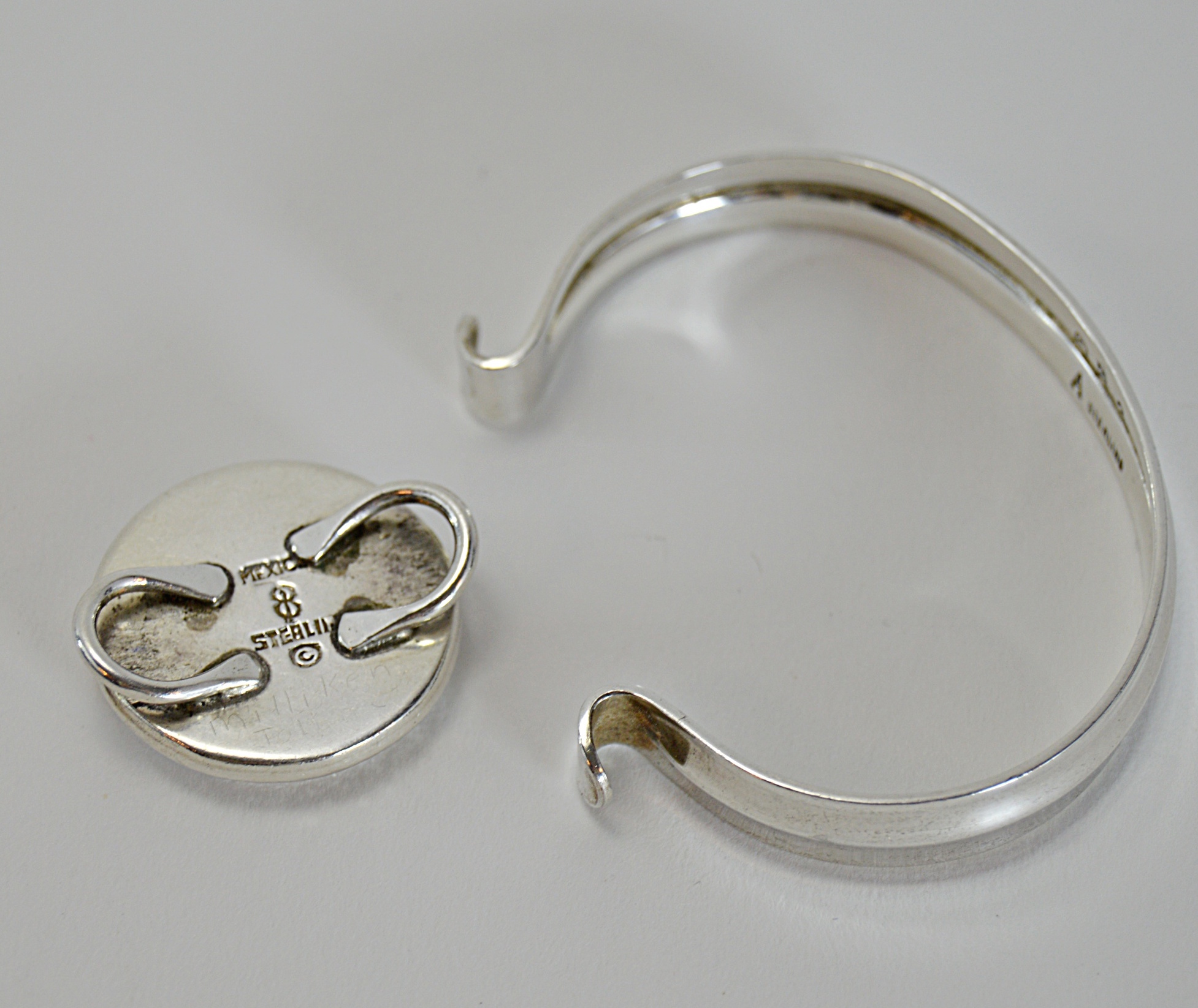 Becky Thatcher Sterling Cuff with Vintage Medallion, Sterling Charm