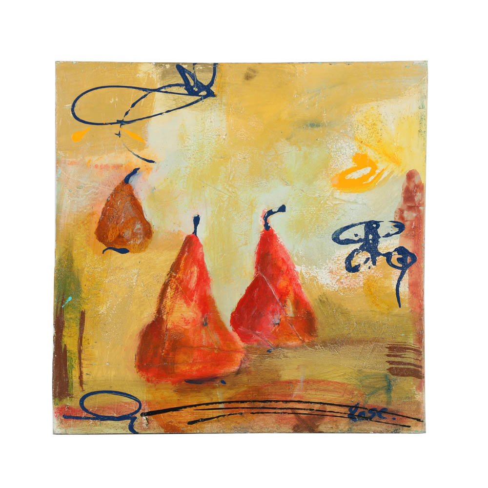 Jackie Holland Berkley Acrylic Painting on Canvas "Pears III"