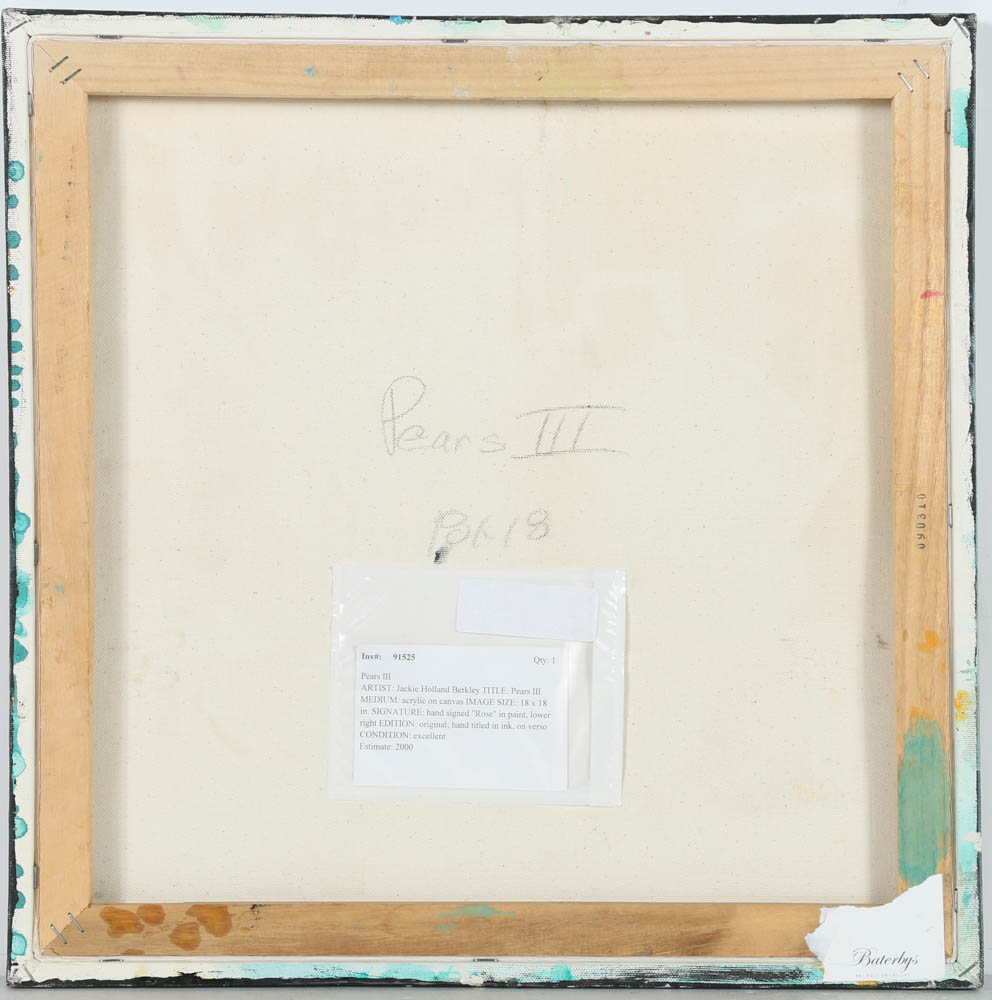 Jackie Holland Berkley Acrylic Painting on Canvas "Pears III"