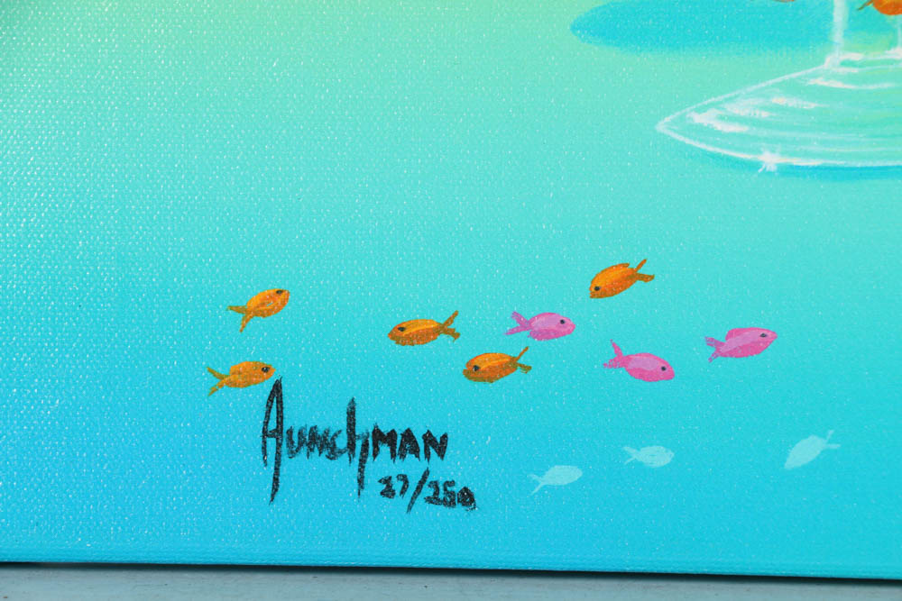 Pair of Kenneth F. Aunchman Signed Limited Edition Giclées on Canvas "All In" and "5 O'Clock Somewhere"