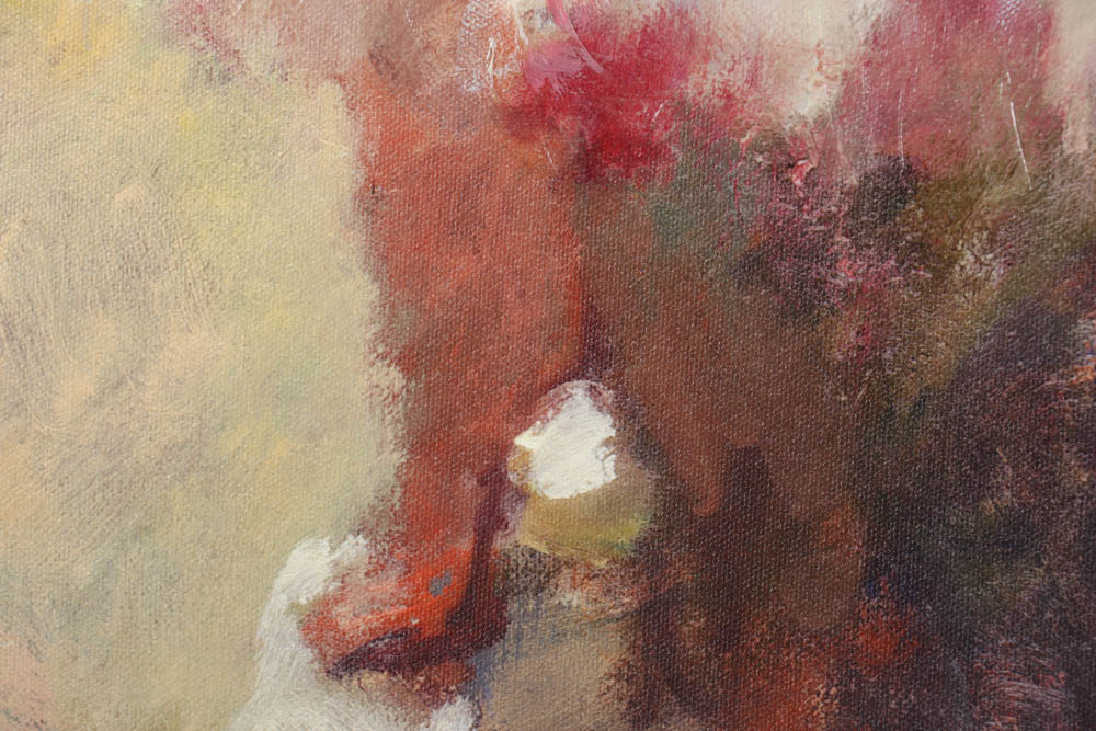 Hua Chen Signed Limited Edition Giclée with Painted Embellishments "The Garden Rock"