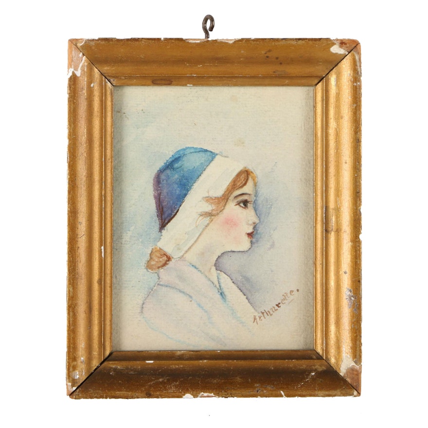 Arthurette Watercolor Portrait of a Young Woman