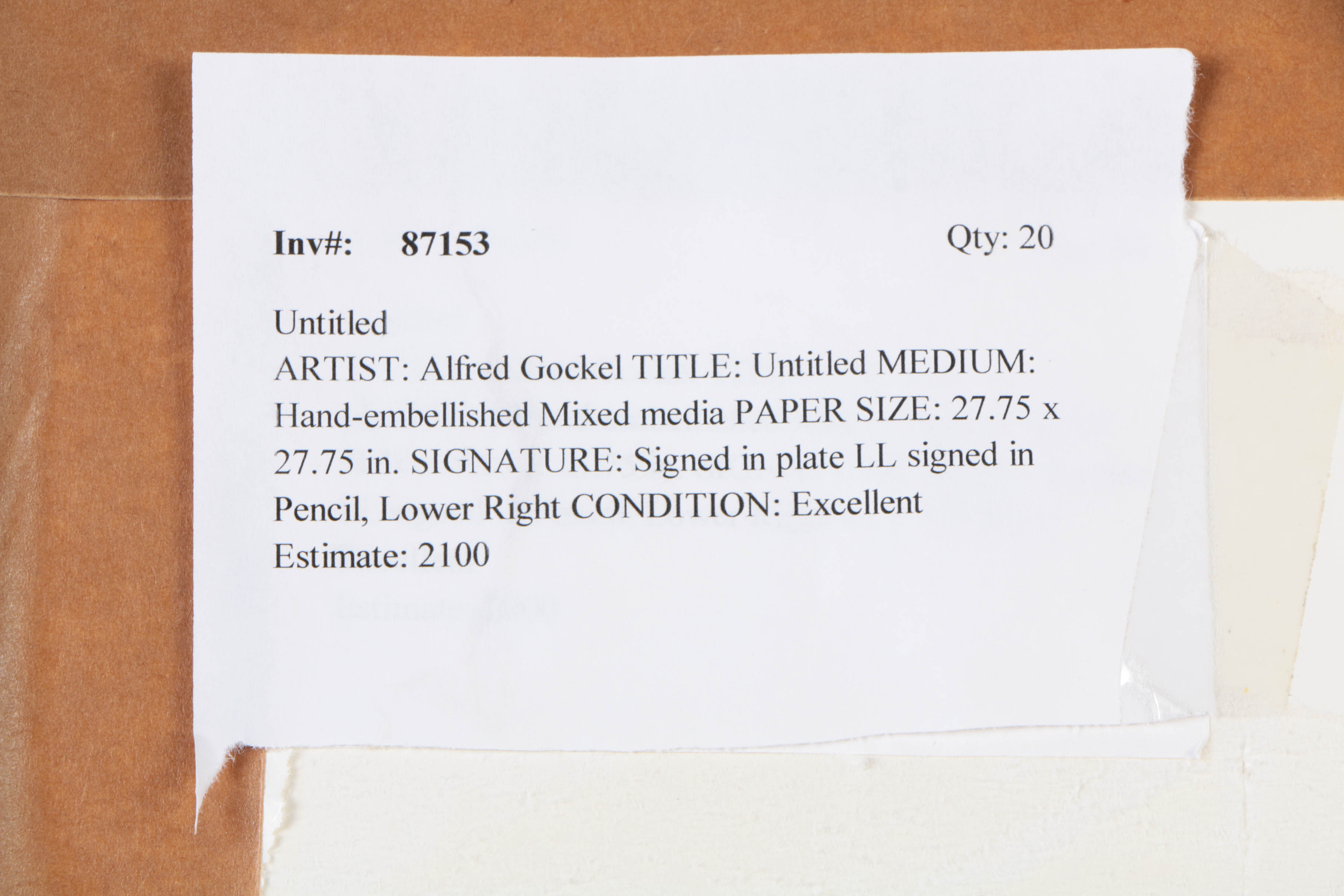 Alfred Gockel Signed Offset Lithograph with Hand-Painted Embellishments Abstract Composition