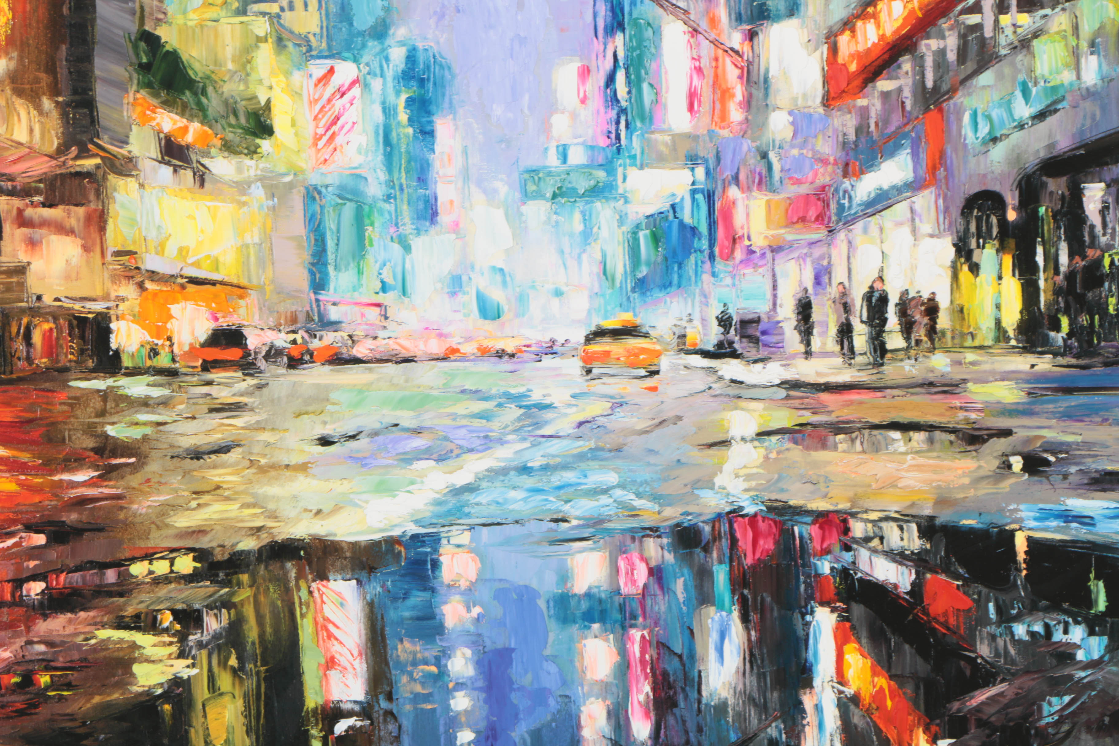 Elena Bond Signed Limited Edition Offset Lithograph with Hand-Painted Embellishments "Urban Reflection"