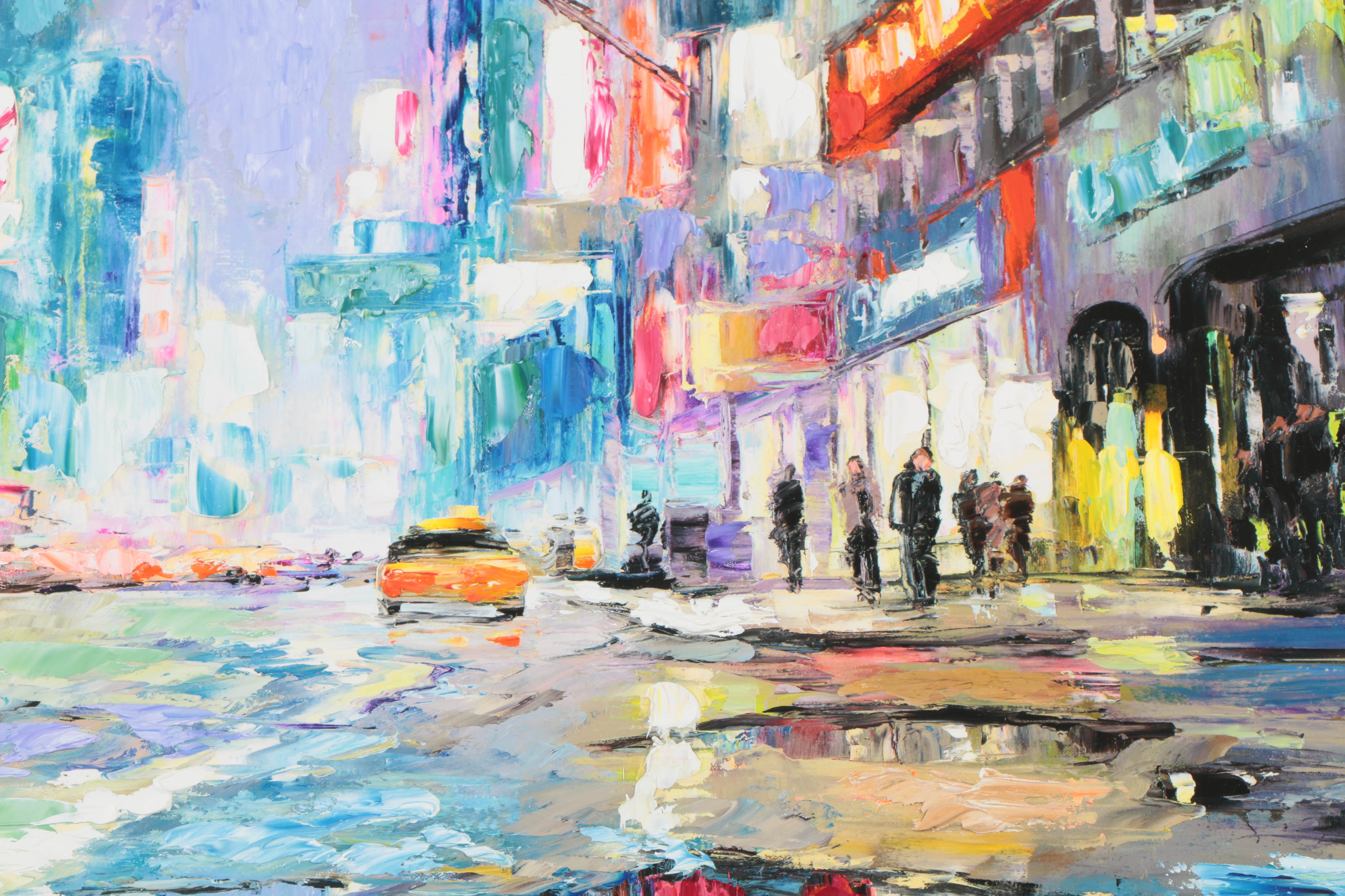 Elena Bond Signed Limited Edition Offset Lithograph with Hand-Painted Embellishments "Urban Reflection"