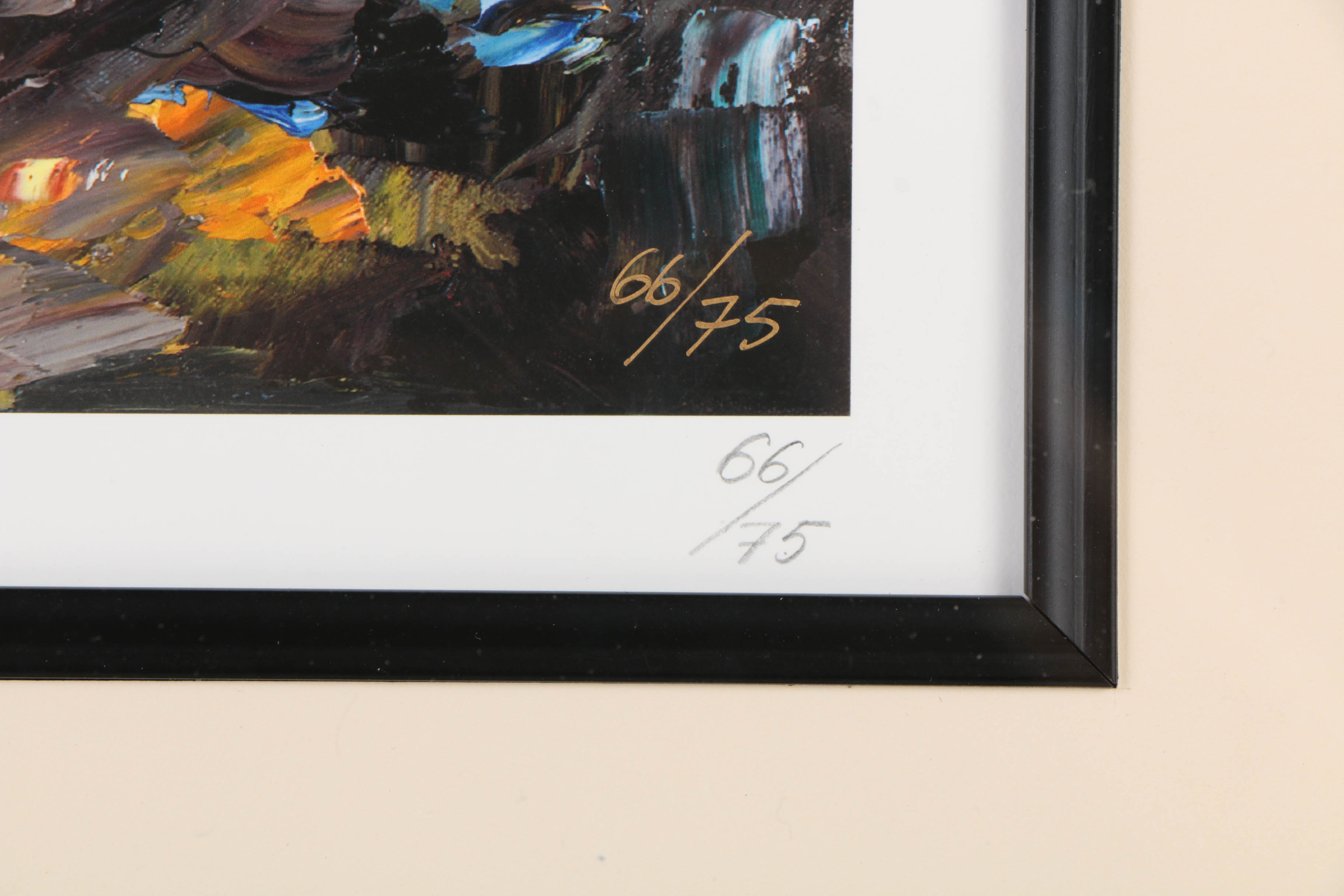 Elena Bond Signed Limited Edition Offset Lithograph with Hand-Painted Embellishments "Urban Reflection"