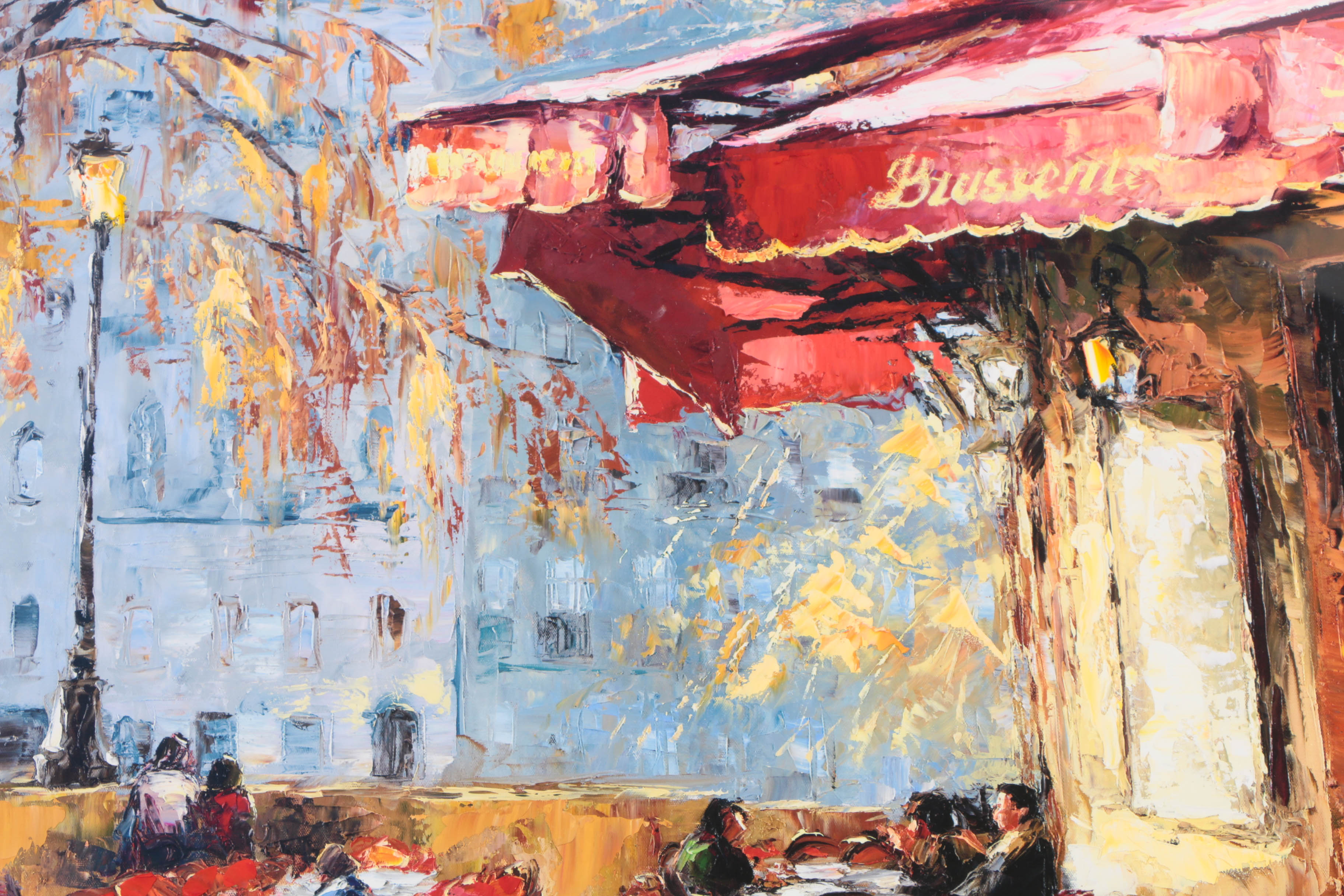 Elena Bond Signed Limited Edition Offset Lithograph with Hand-Painted Embellishments "Quiet Cafe"