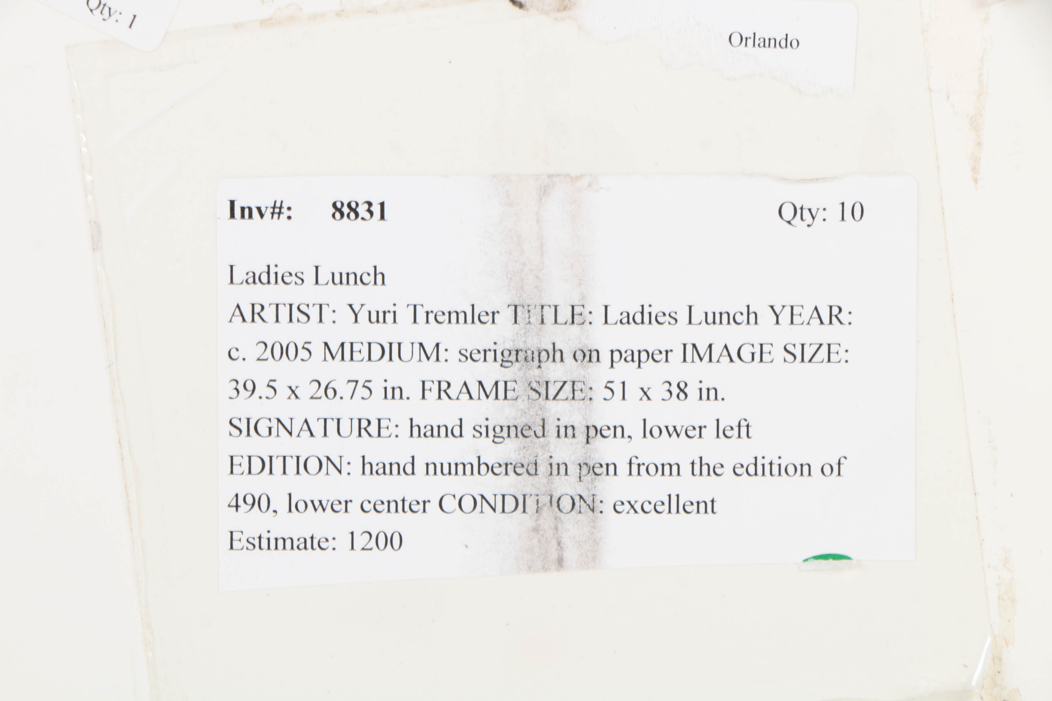 Yuri Tremler Limited Edition Serigraph on Paper "Ladies Lunch"