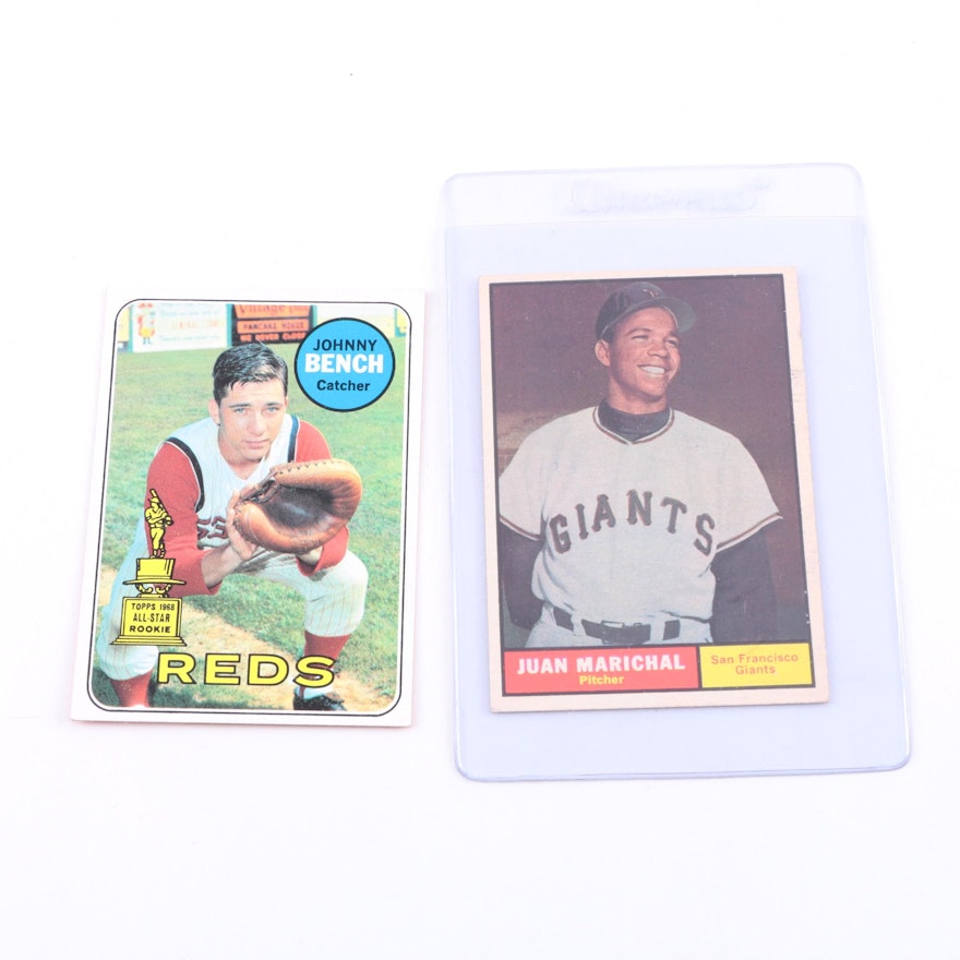 Johnny Bench and Juan Marichal Rookie Baseball Cards