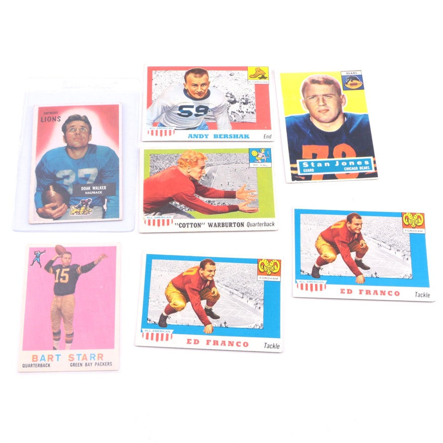 Collection of 1950s Football Cards Including Bart Starr