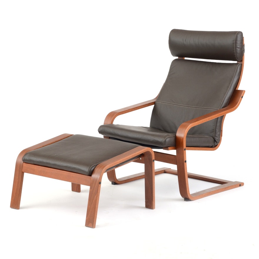 Modernist Armchair with Footstool by IKEA