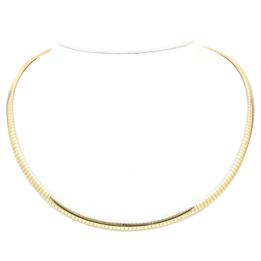 14K Yellow Gold Omega Chain Necklace