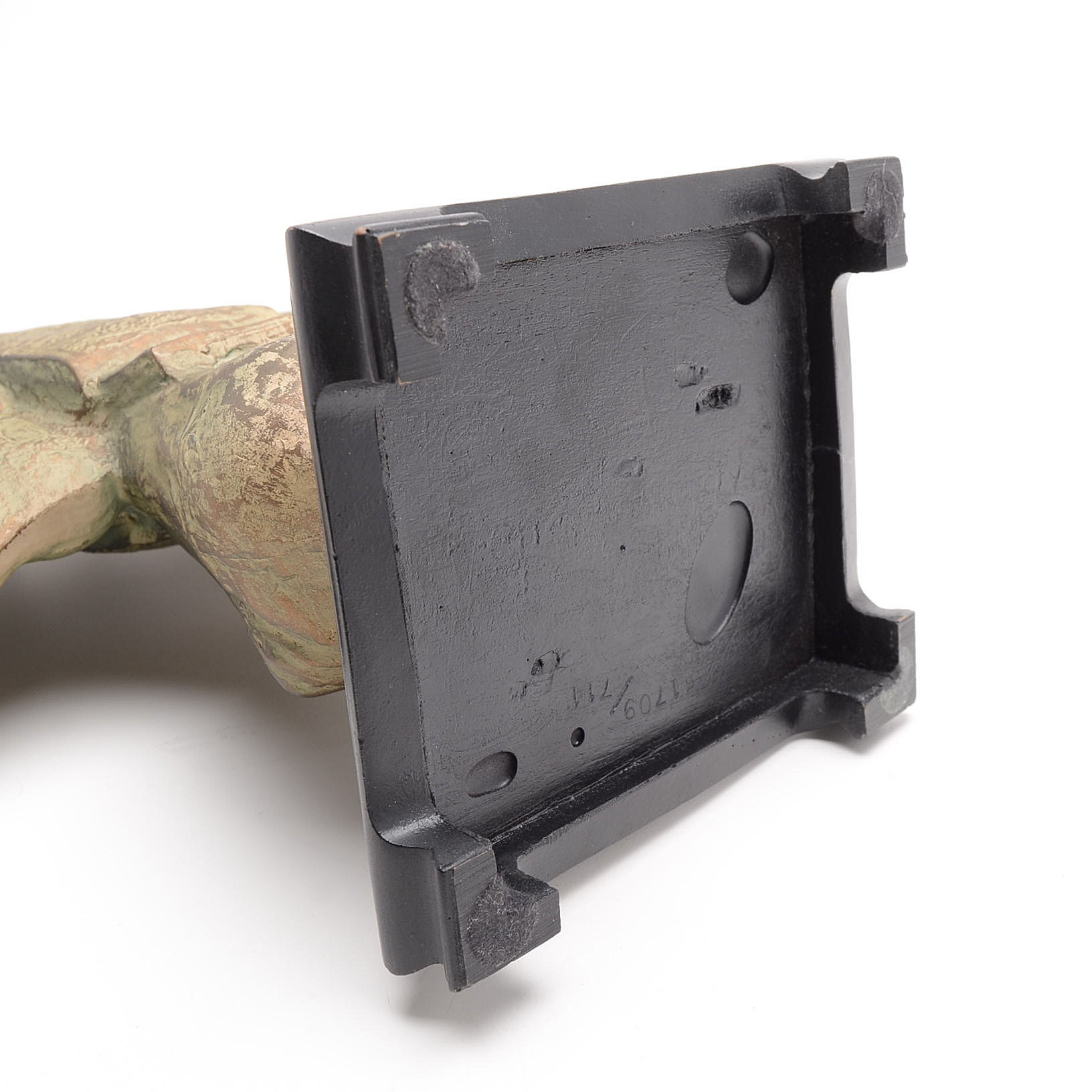 Ceramic Asian Man Statue on a Wood Stand