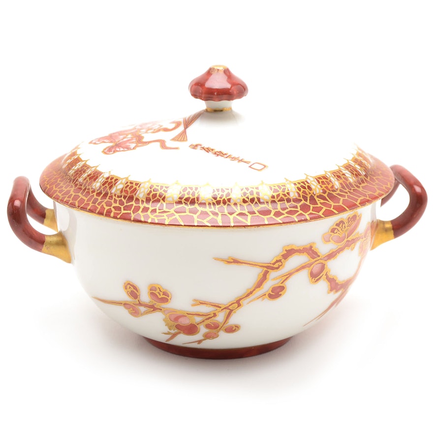 Antique Japanese Imari Porcelain Covered Bowl