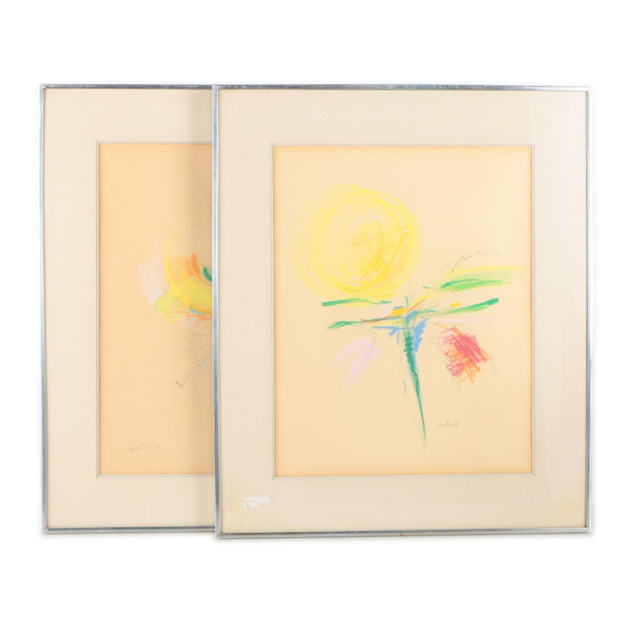 Weston Pastel Drawings of Abstract Flowers