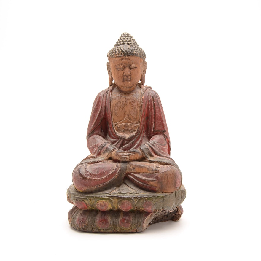 Carved Wooden Buddha Figure