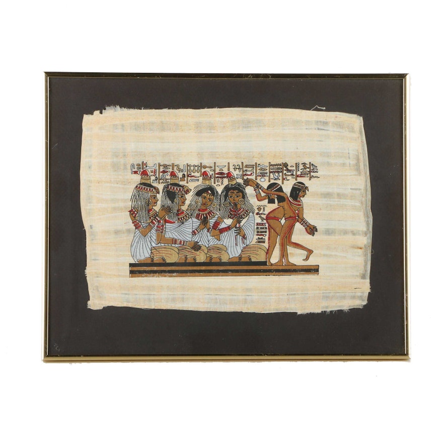 Gouache Painting on Papyrus After the Tomb of Nebamun