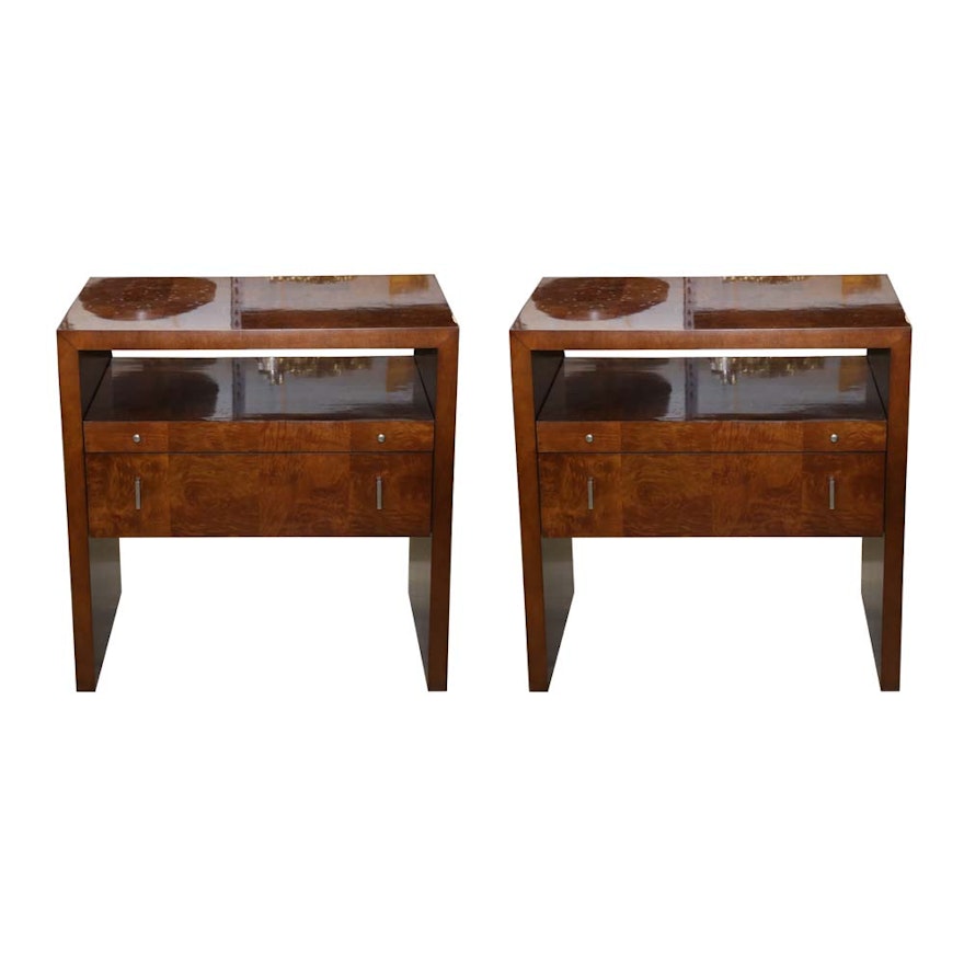 Contemporary Burled Maple Side Tables