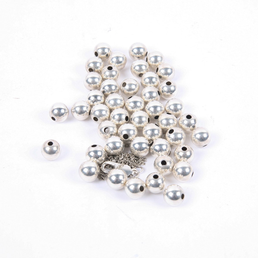 Loose 800 Silver Beads with Chain