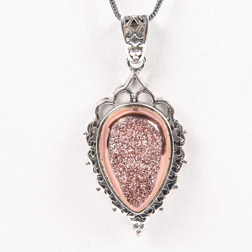 Sterling Silver Chain with Druzy Pendant