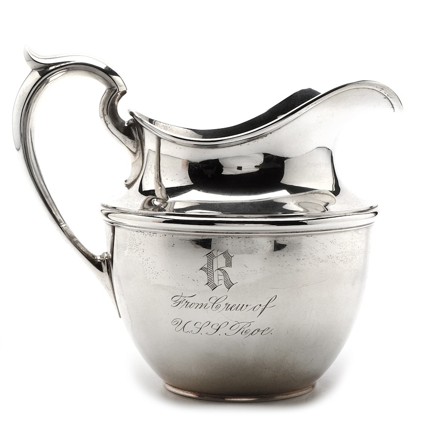 Durgin Sterling Silver Engraved 4 1/2 Pint Trophy Pitcher