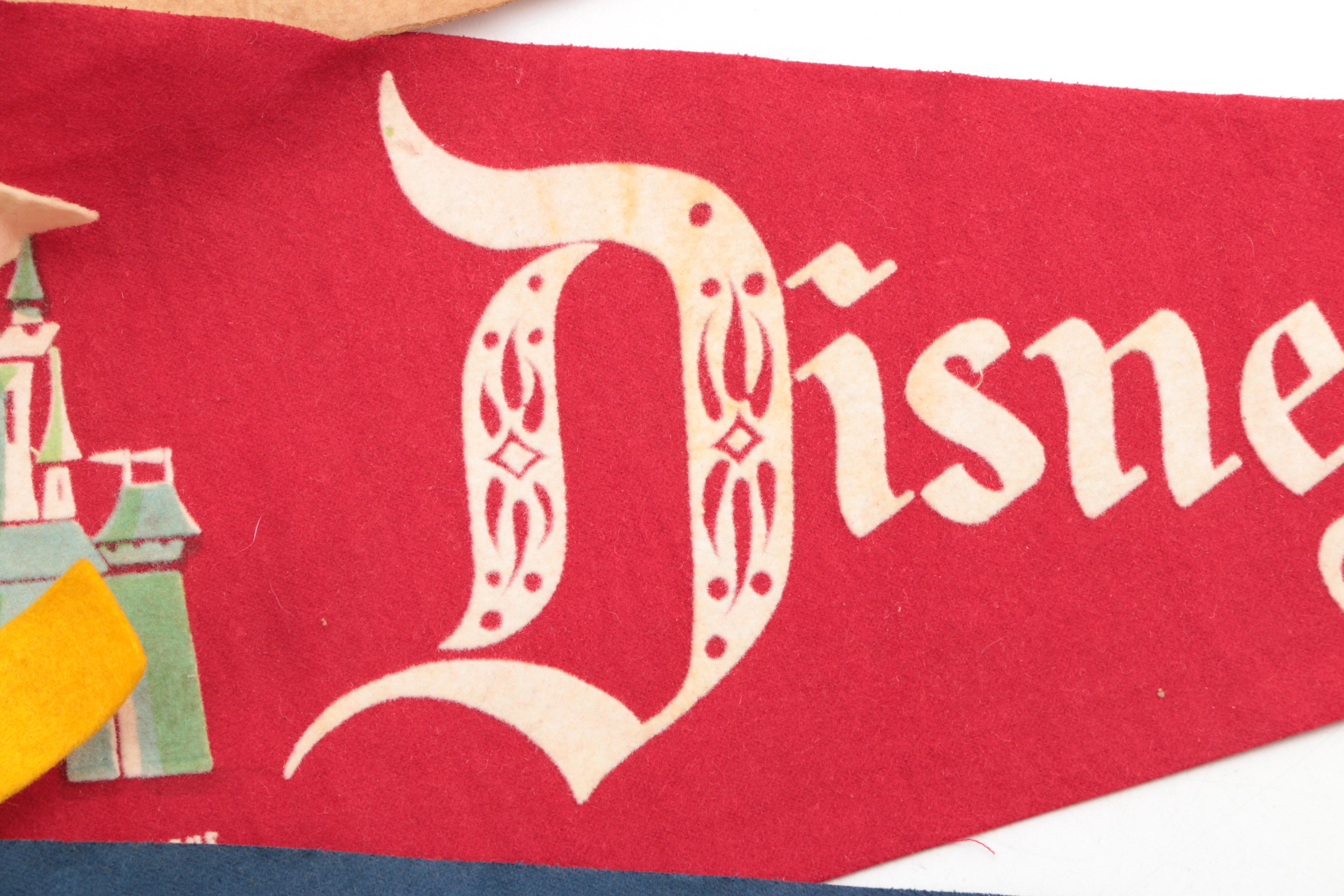 Four Vintage Felt Pennants From Vacation Destinations