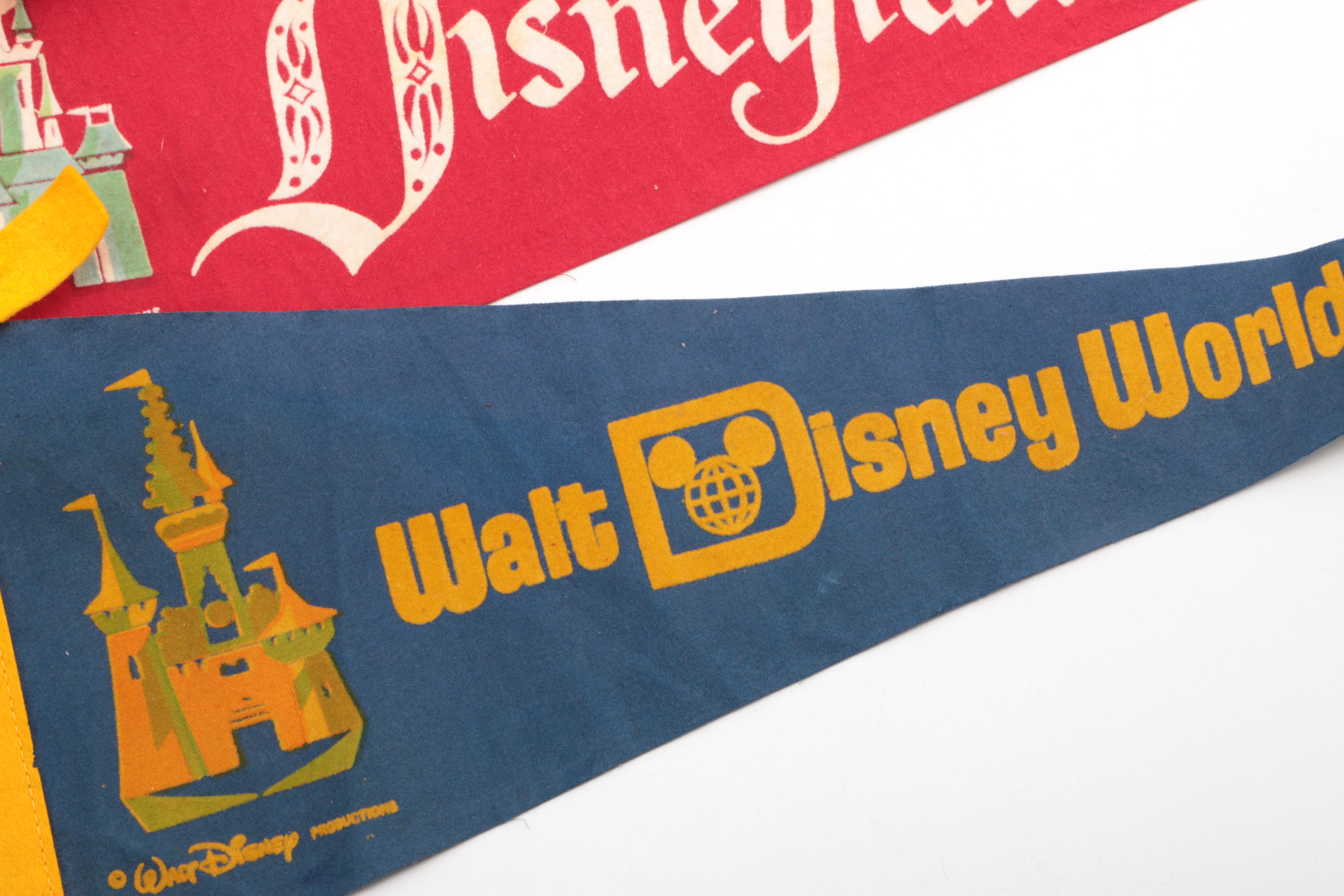 Four Vintage Felt Pennants From Vacation Destinations