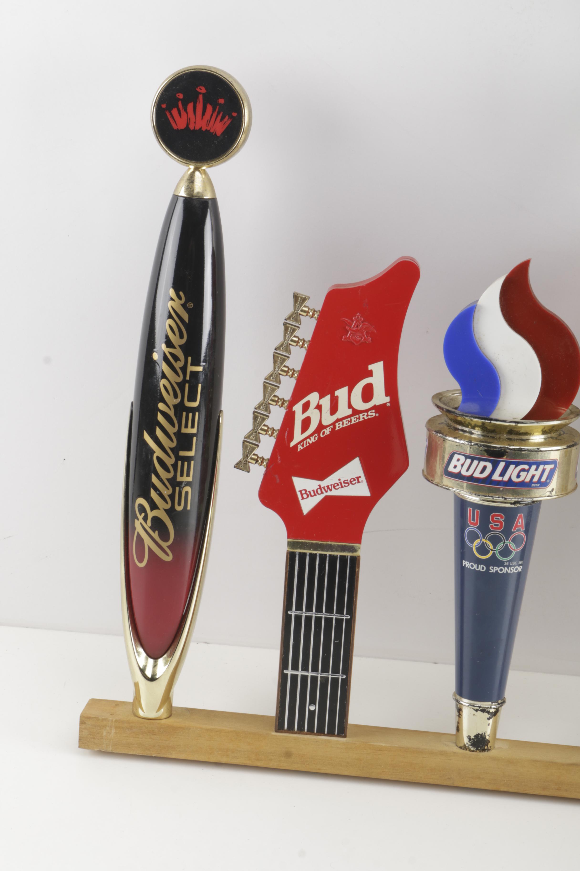 Displayed Budweiser and Bud Light Beer Taps