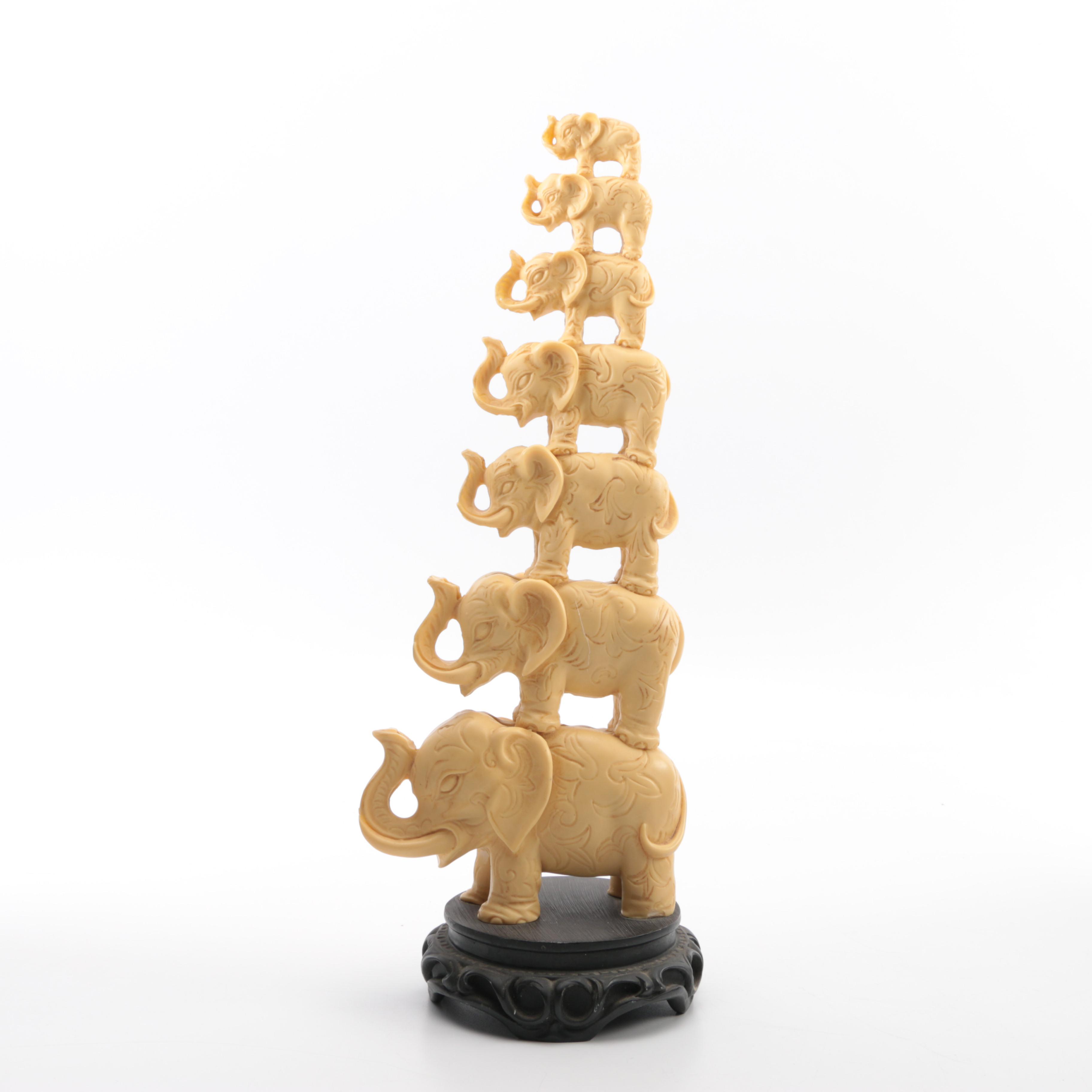 Resin and Wooden Elephant Decor