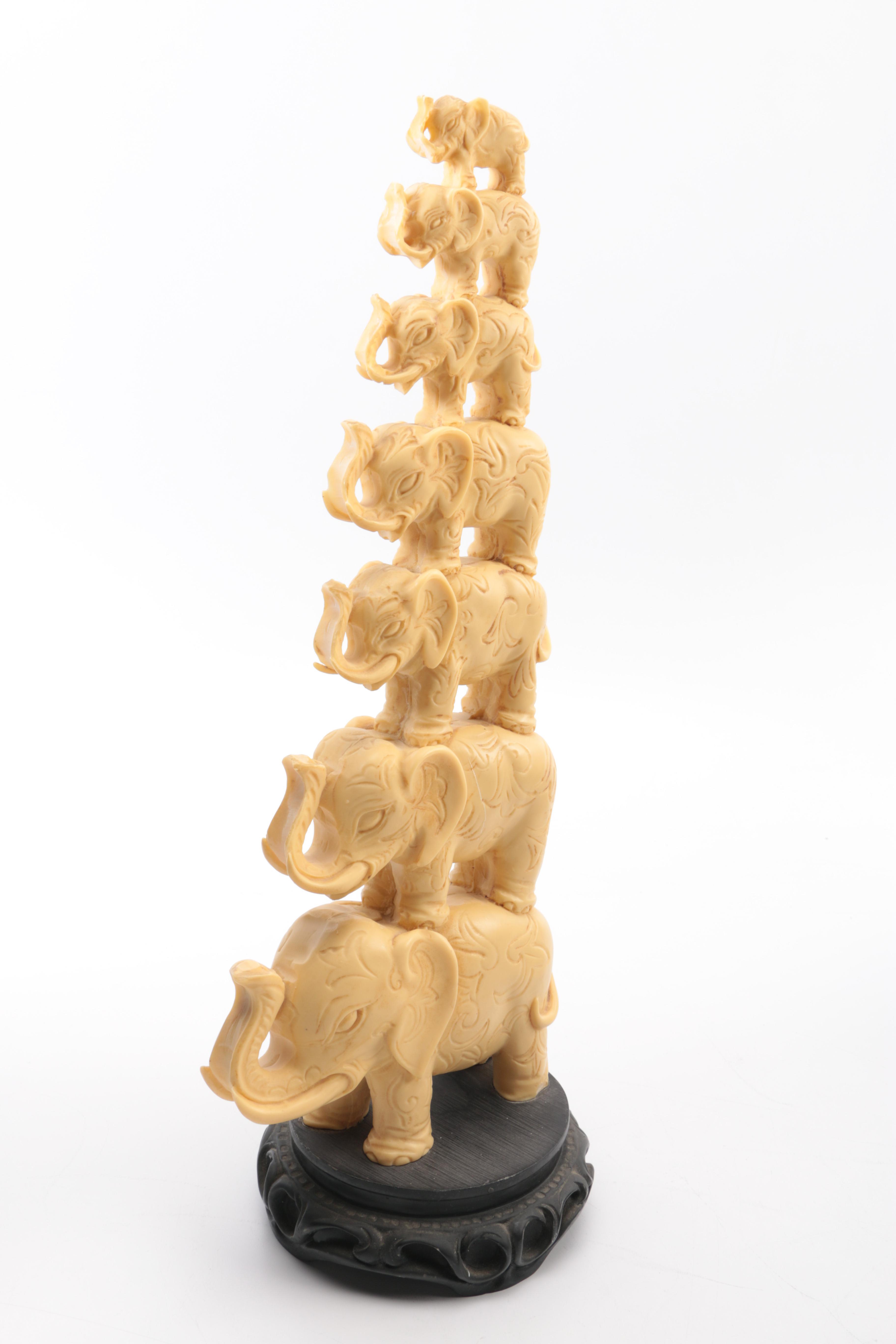 Resin and Wooden Elephant Decor