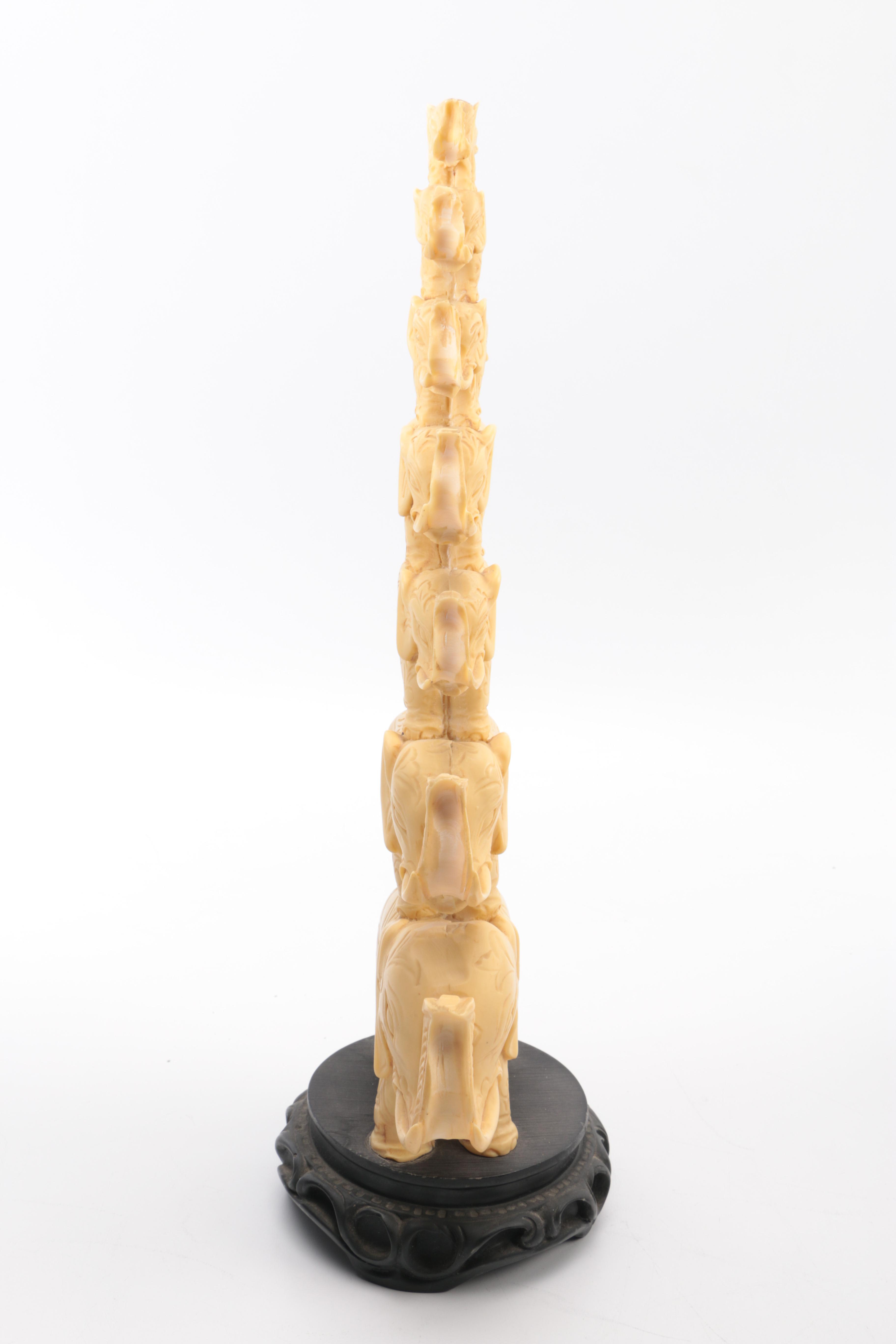 Resin and Wooden Elephant Decor