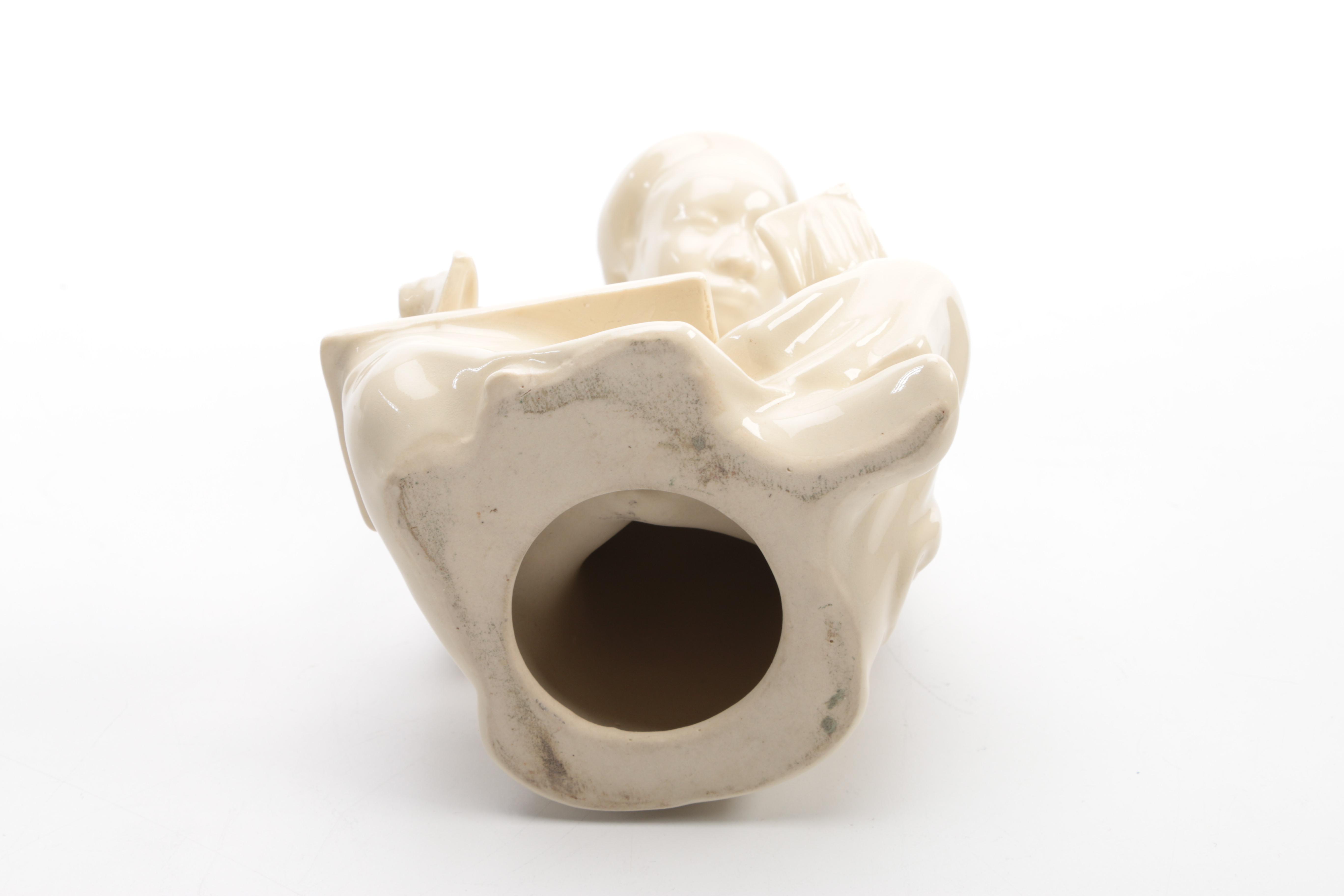 Glazed White Ceramic Mathematician Figurine