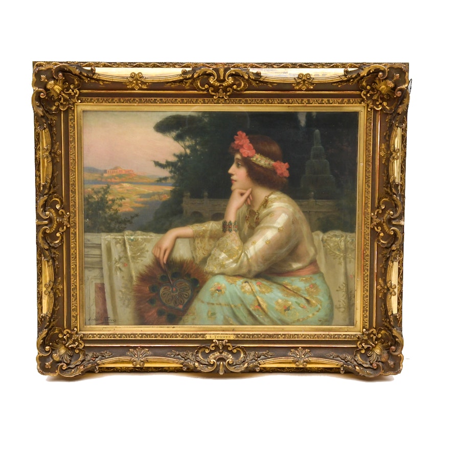 Antonio Torres Fuster Original Late-19th Century Oil Painting on