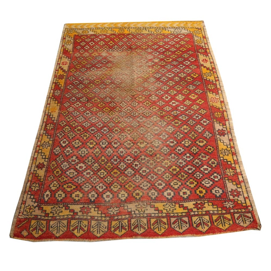 Hand-Knotted Turkish Oushak Wool Area Rug