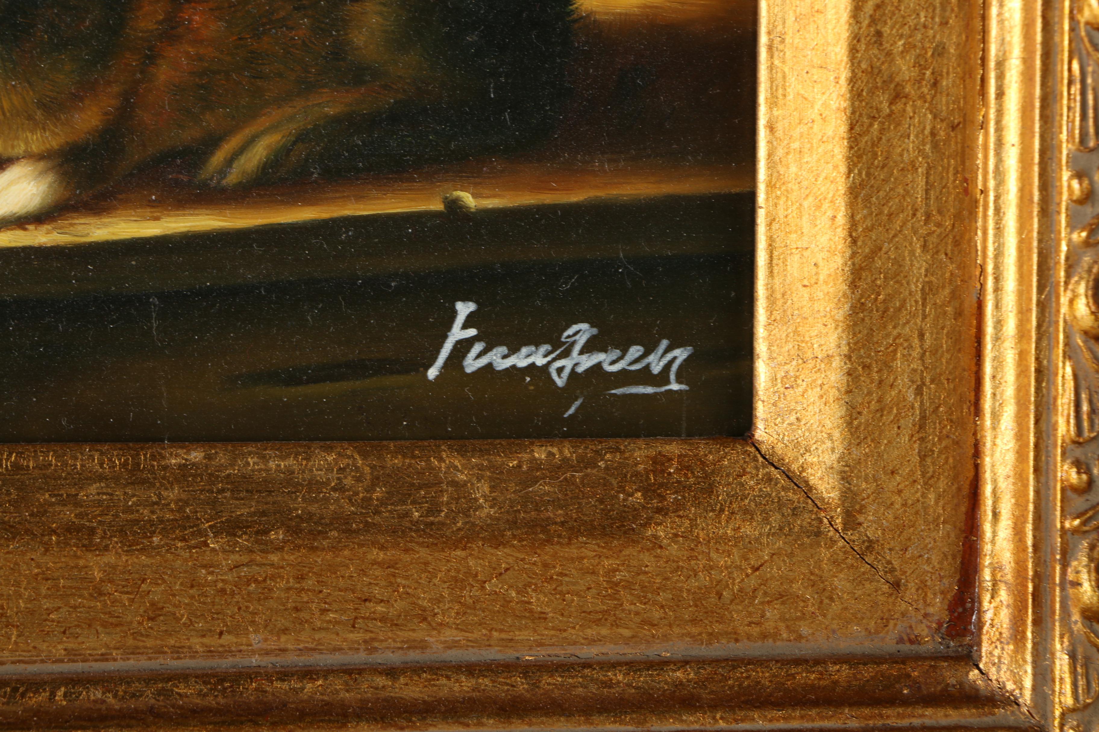 Oil Painting on Panel After Valentine Thomas Garland's "Curious Spectator"