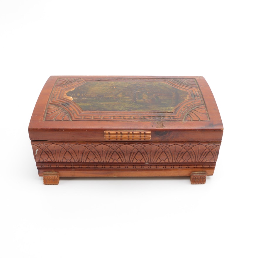 Vintage Carved Wooden Box