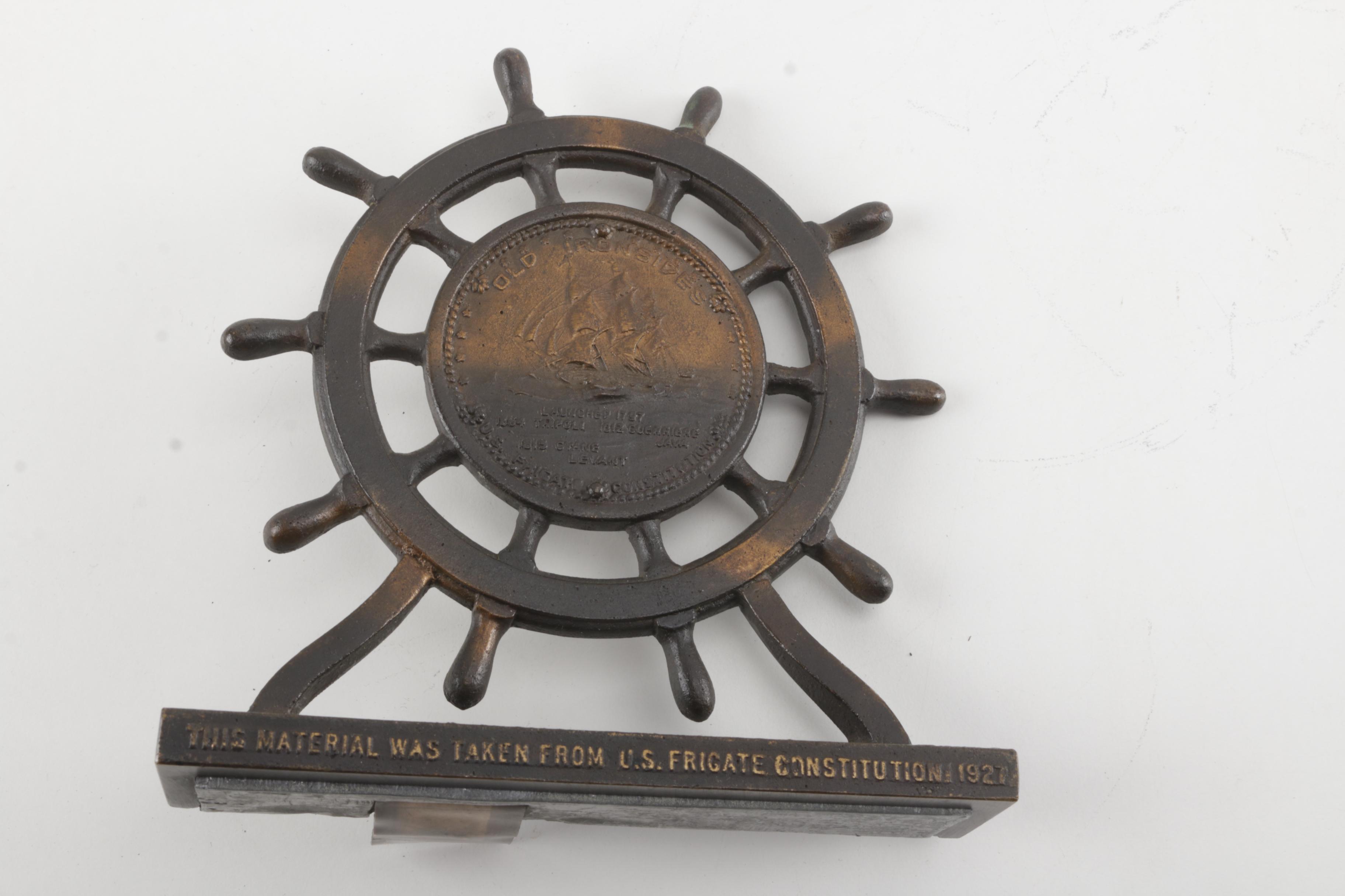 "Old Ironsides" Ship's Wheel Bookends