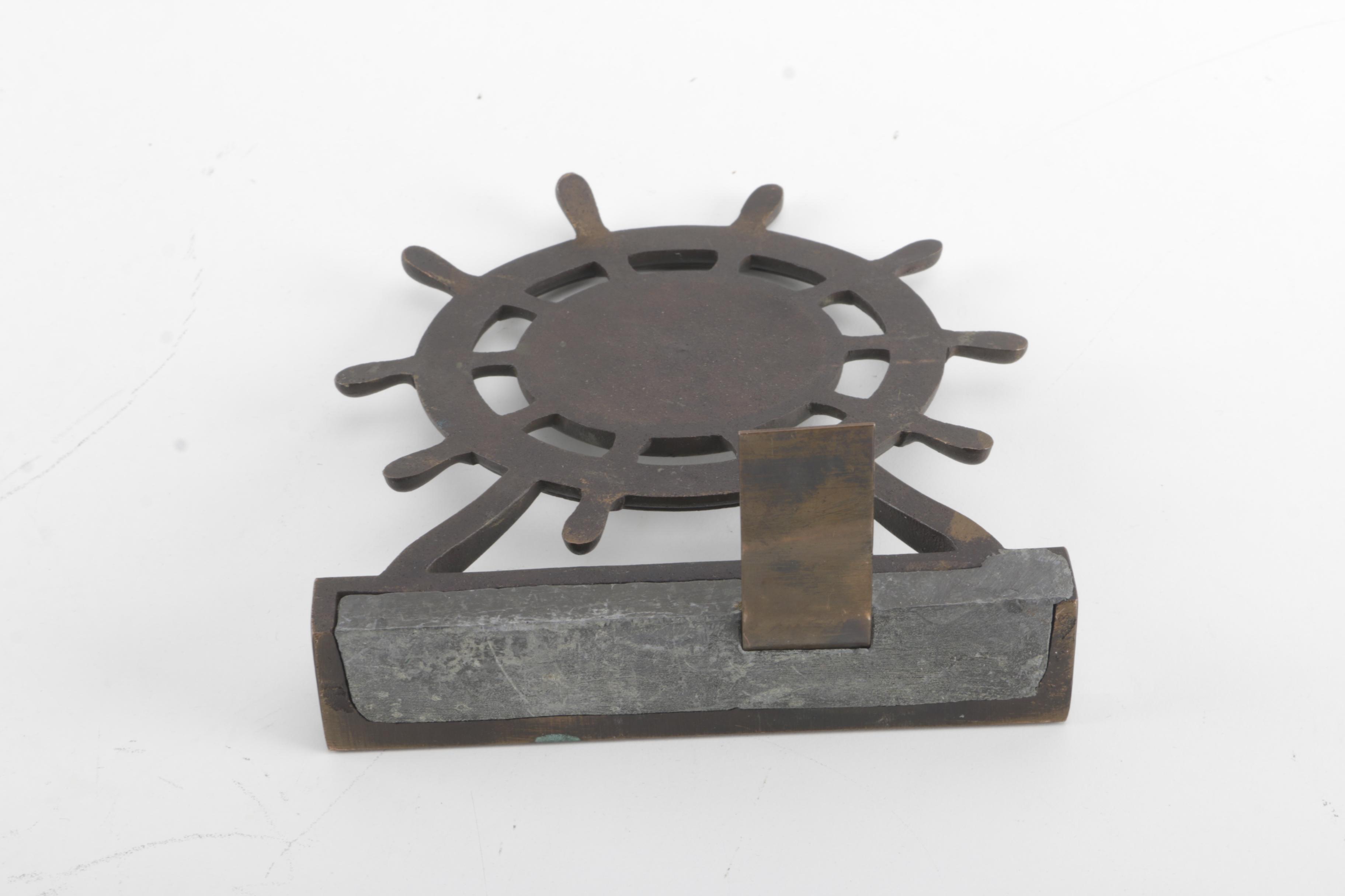 "Old Ironsides" Ship's Wheel Bookends