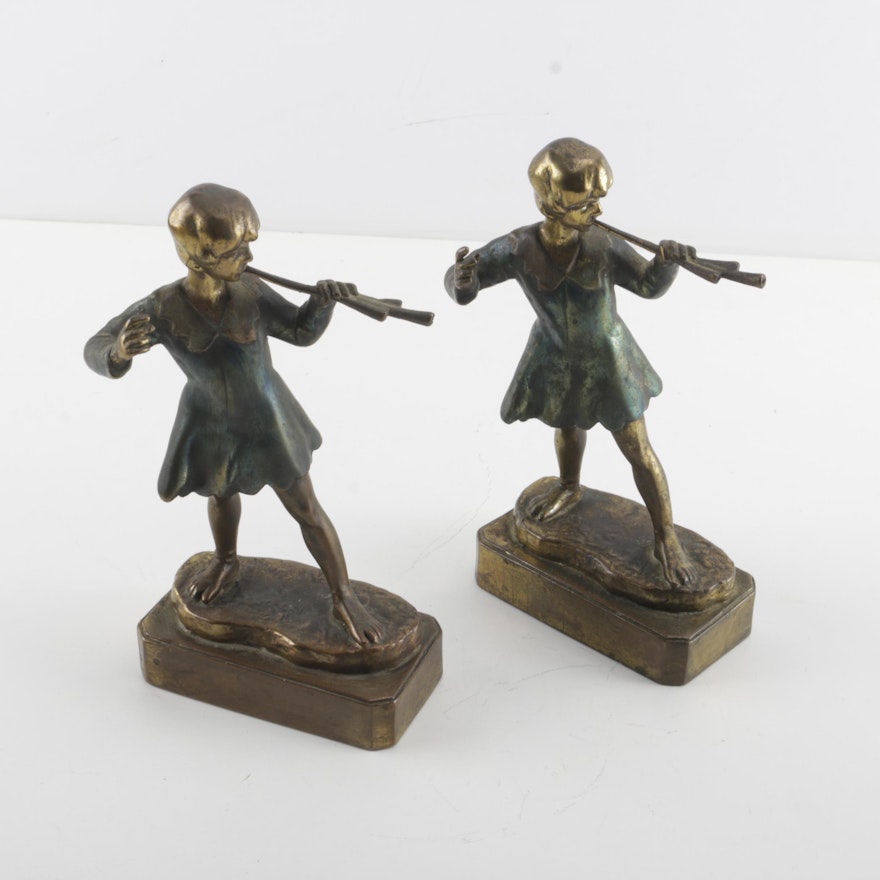 Pair of Bronze Figural Bookends