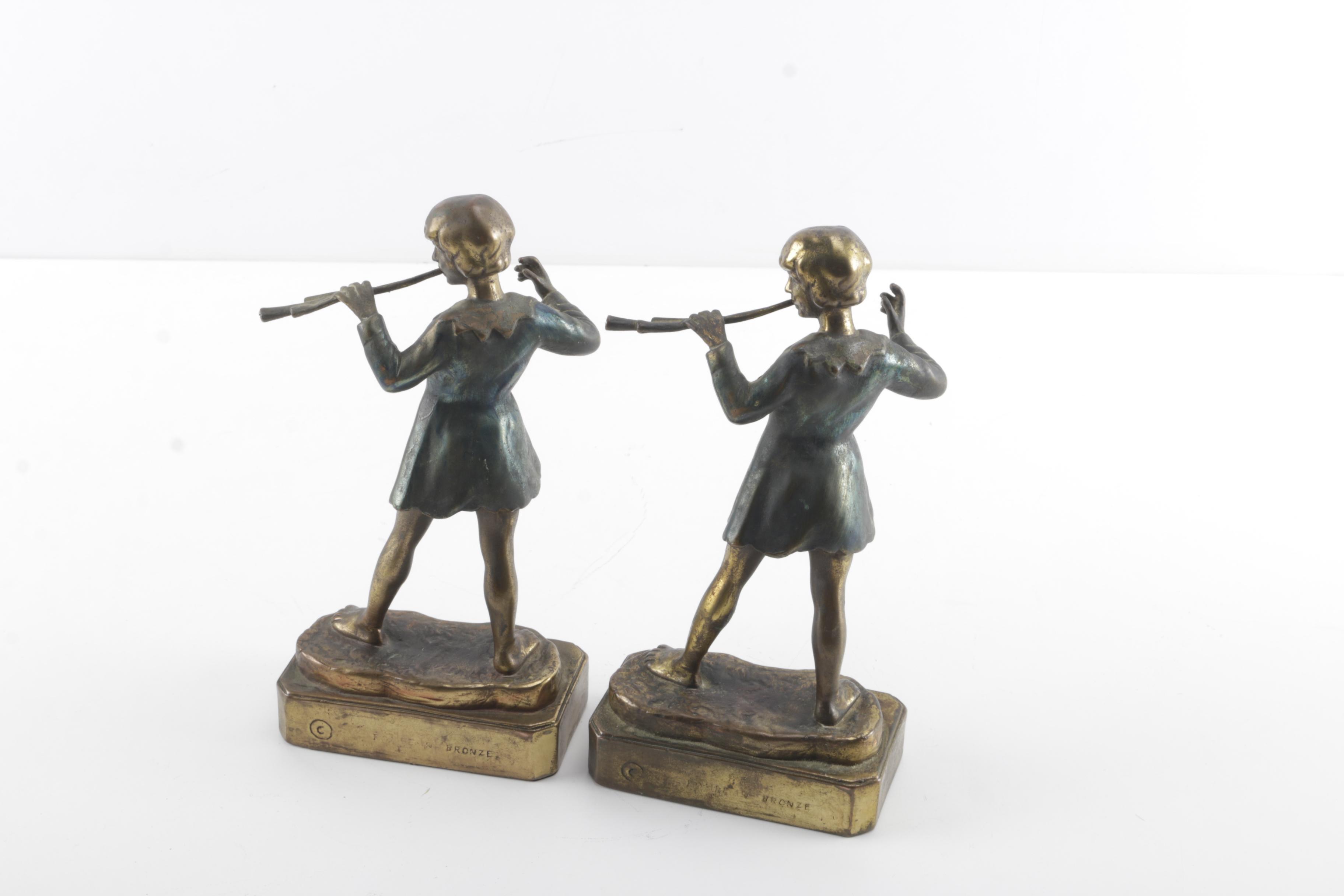Pair of Bronze Figural Bookends