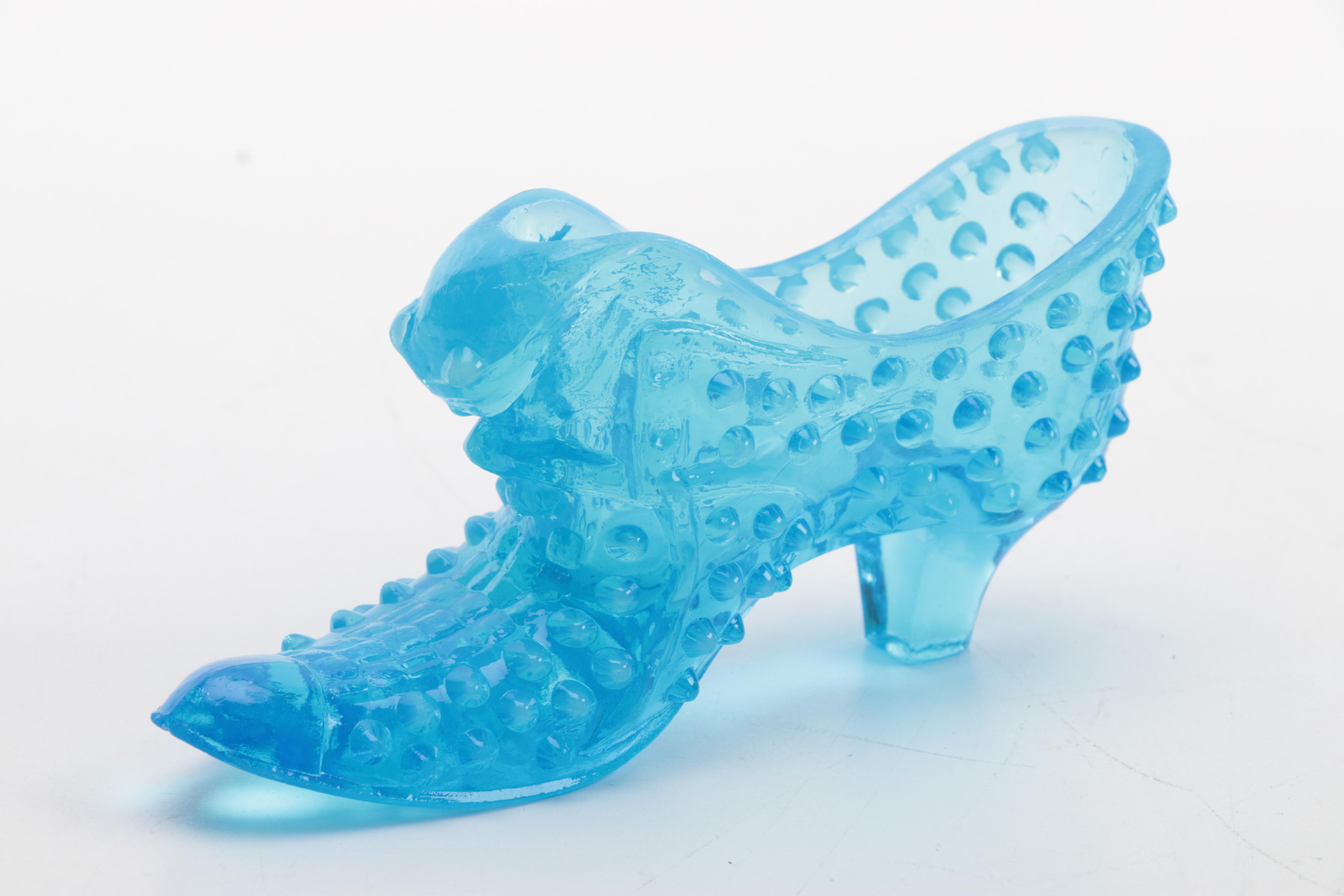 Fenton Style Glass Shoe Figurines