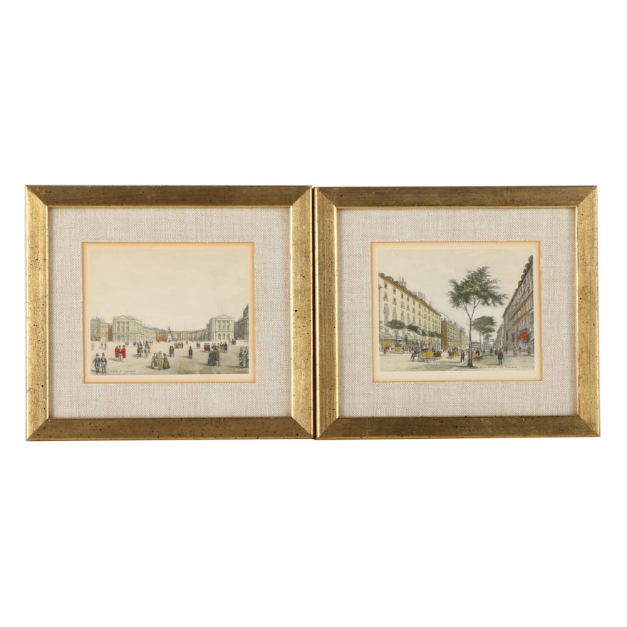 Hand-Colored Lithographs of Paris After Jean Jacottet